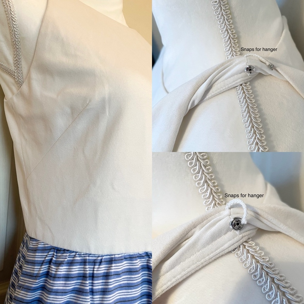 Vince Camuto Cream & Blue Striped Midi Dress - Picture 11 of 14